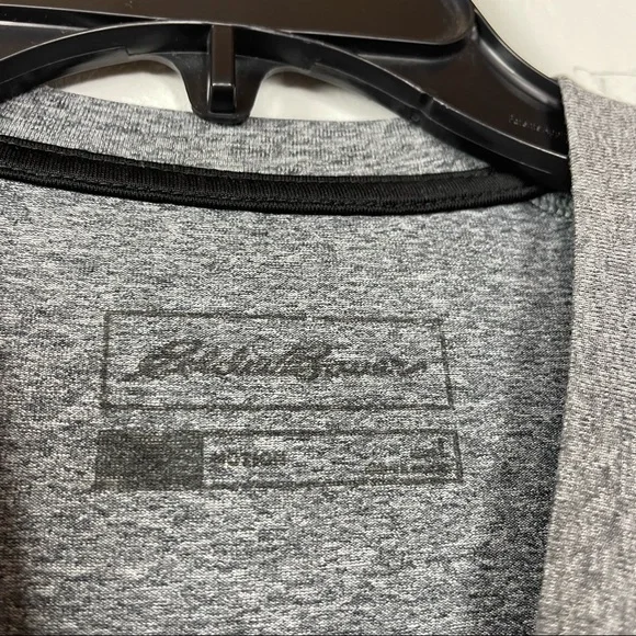 Eddie Bauer Shirt Knit Short Sleeve Tee Top Marled Heather‎ Gray Motion Athletic - Picture 6 of 7